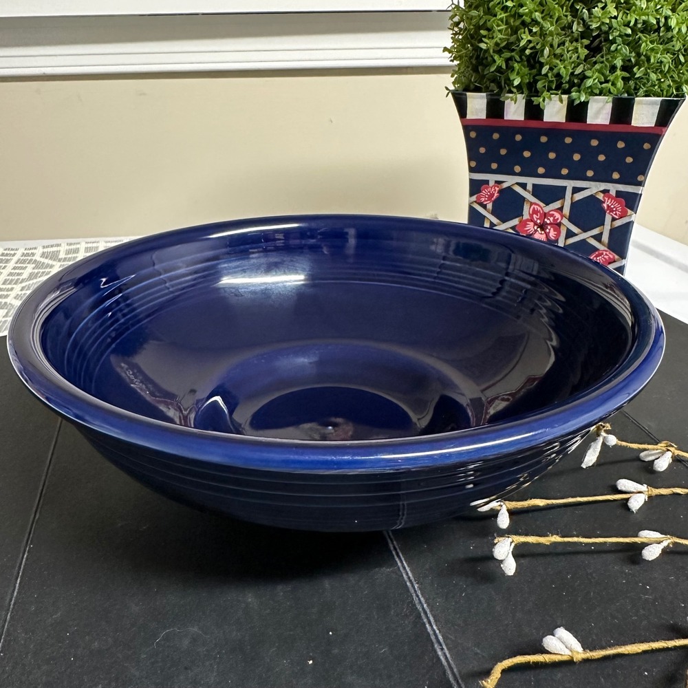Vintage Fiestaware HLC Cobalt Blue 9.5" Fruit /Serving Pedestal Bowl‎